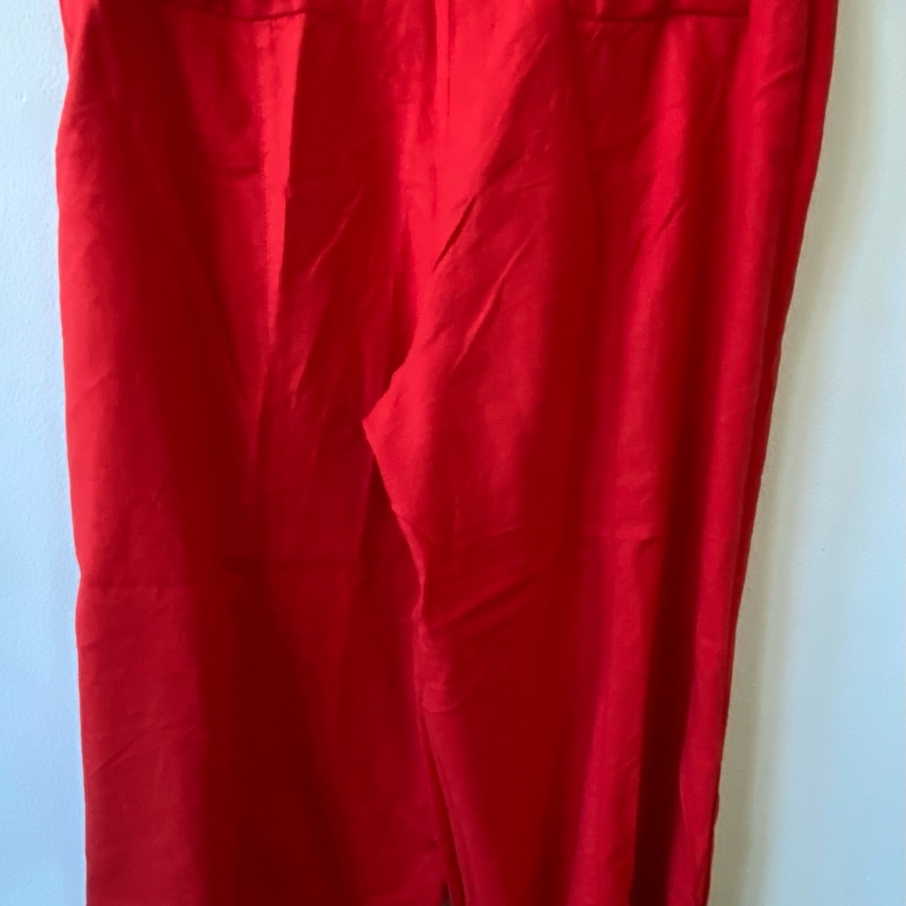 Anthropologie Bright Red Wide-Leg Pants 12 - Picture 5 of 10